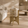 Apex Marble and Iron Side Table - Luxury Crema Antique Accent Table for Living Room