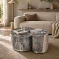 Marina Iron Nesting Coffee Tables - Set of 2 Modern Mercury Finish Accent Tables