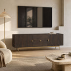 Tessa Mango Wood and Iron Media Unit with Walnut Finish