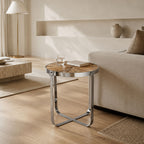 Enzo Reclaimed Wood Side Table with Stainless Steel Base