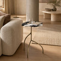 Ranger Terrazzo and Metal Side Table with Mixed Marble Top and Antique Brass Iron Legs