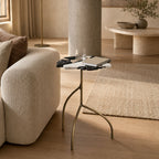 Ranger Terrazzo and Metal Side Table with Mixed Marble Top and Antique Brass Iron Legs