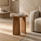 Cael Pebble-Shaped Mango Wood Side Table - Minimalist Accent End Table