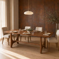 Haven Solid Mango Wood 6-Seater Dining Table with Trestle Base - Deep Walnut Finish