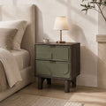 Moss Walnut Mango Wood Two Drawer Bedside Table Nightstand