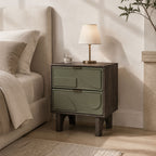 Moss Walnut Mango Wood Two Drawer Bedside Table Nightstand