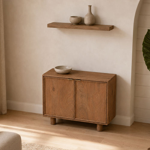 Aurelia Mango Wood Two Door Accent Cabinet in Brown Finish
