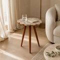 Tom Agate and Acacia Wood Round Side Table