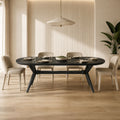 Clara 6-Seater Oval Mango Wood Dining Table with Black Iron Legs
