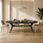 Clara 6-Seater Oval Mango Wood Dining Table with Black Iron Legs