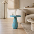 Amos Sculptural Mango Wood Side Table in Distressed Blue Wash