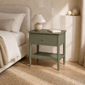 Diana Mango Wood Bedside Table - Walnut Finish Minimalist Nightstand