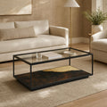 Stella Iron and Tempered Glass Coffee Table with Lower Shelf