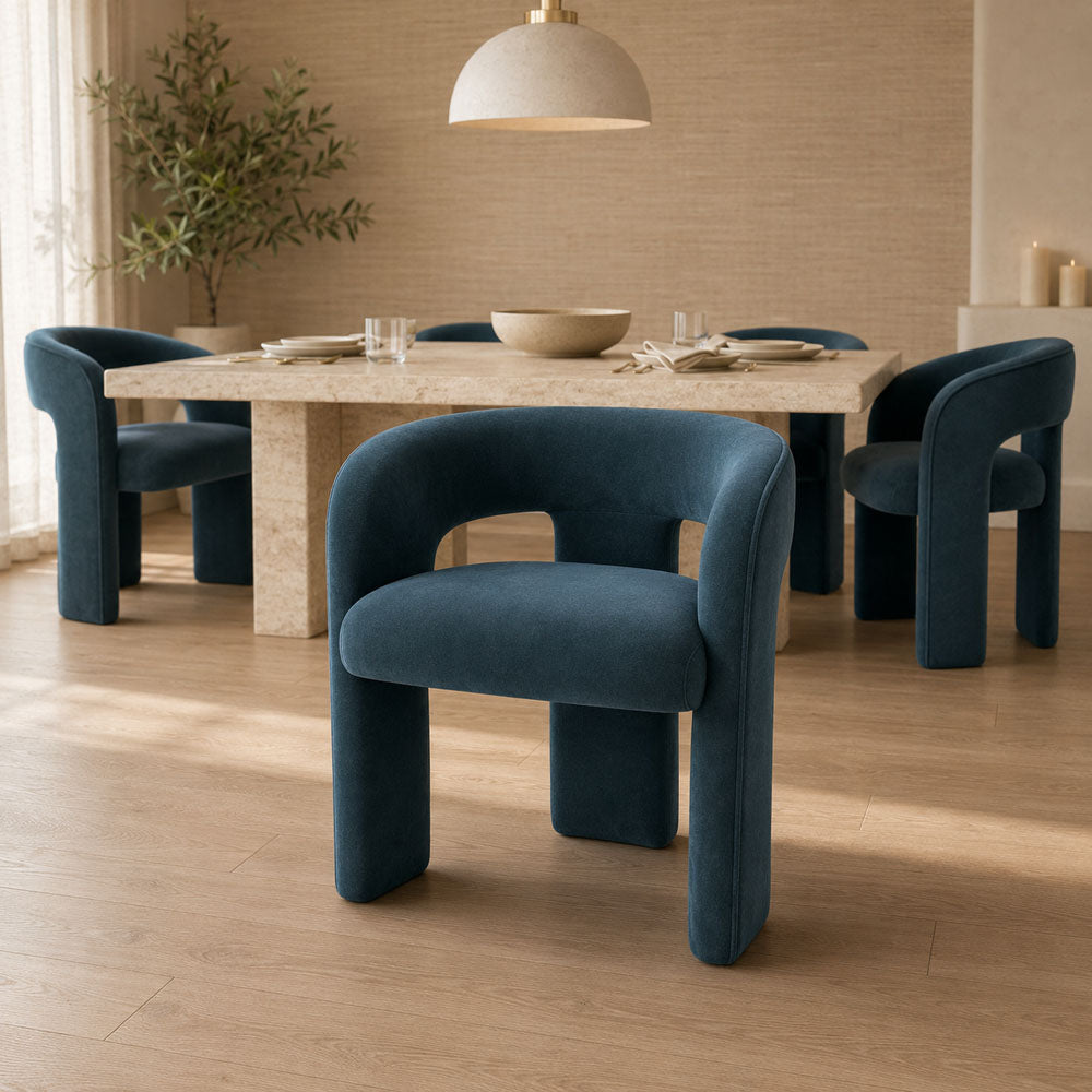 Hemlock Textured Green Polyester Upholstered Dining Chair with Wraparound Seat Design
