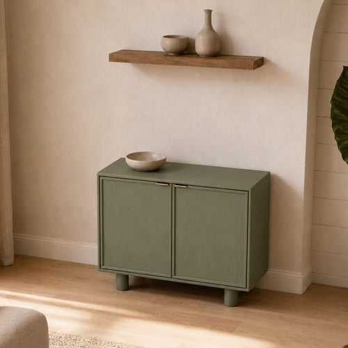 Aurelia Mango Wood 2-Door Storage Cabinet in Green Finish