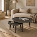 Milan Solid Mango Wood Triangular Nesting Coffee Tables Set of 2