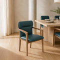 Cedar Acacia Wood Upholstered Dining Chair in Teal & White Ash Finish