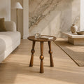 Bradley Eco-Friendly Solid Mango Wood Side Table with Carved Turned Legs
