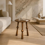 Bradley Eco-Friendly Solid Mango Wood Side Table with Carved Turned Legs