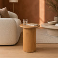 Cedric Fluted Mango Wood Side Table in American Honey Finish
