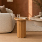 Cedric Fluted Mango Wood Side Table in American Honey Finish