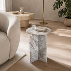 Clark Solid Marble Side Table - Handcrafted Unique Accent Table