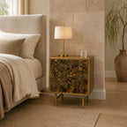Luna Industrial Iron 2-Drawer Bedside Table | Gold Finish