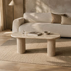 Infinity Handcrafted Rectangular Beige Travertine Coffee Table