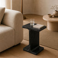 Julian Solid Black Marble Side Table - Bold Sculpted Accent Piece