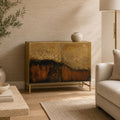 Stella Iron Two Door Cabinet with Galaxy-Inspired Finish