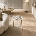 Corin Agate and Metal Side Table with Gold-Finished Base