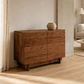 Cedar Rustic Brown Acacia Wood 2-Door Storage Cabinet