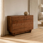 Cedar Rustic Brown Acacia Wood 2-Door Storage Cabinet