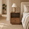 Lux Eco-Friendly Mango Wood Bedside Table with Drawer and Storage Shelf - Brown