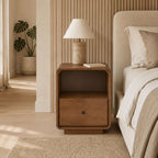 Lux Eco-Friendly Mango Wood Bedside Table with Drawer and Storage Shelf - Brown