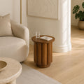 Dean Solid Mango Wood Side Table - Contemporary End Table with Textured Base (Honey)