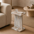 Julian Solid Marble Side Table | Fog Grey Polished Accent Table