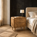 Merit Mango Wood 2-Drawer Bedside Table with Brass Handles