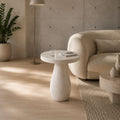 Fern Solid Acacia Wood Pedside Pedestal Side Table in Matte White Finish
