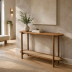 Enola Mango Wood and Rattan Cane Console Table - Natural Finish