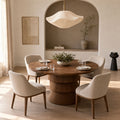 Beaufort Round Mango Wood Dining Table with Fluted Pedestal Base