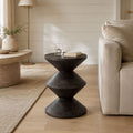 Sunna Totemic Acacia Wood Side Table in Walnut Finish