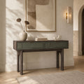 Moss Mango Wood Two Drawer Console Table in Walnut Finish