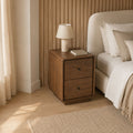 Lux Eco-Friendly Solid Mango Wood 2-Drawer Bedside Table - Brown