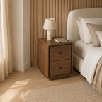 Lux Eco-Friendly Solid Mango Wood 2-Drawer Bedside Table - Brown