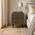 Bimini Walnut Mango Wood 2-Drawer Bedside Table with Parquet Fronts