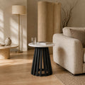 Flavia Scandinavian-Style Marble and Mango Wood Side Table - Walnut Finish