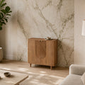 Aviso Mid-Century Honey Mango Wood Two Door Storage Cabinet