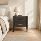 Molly Solid Mango Wood Bedside Table with Walnut Finish and Drawers