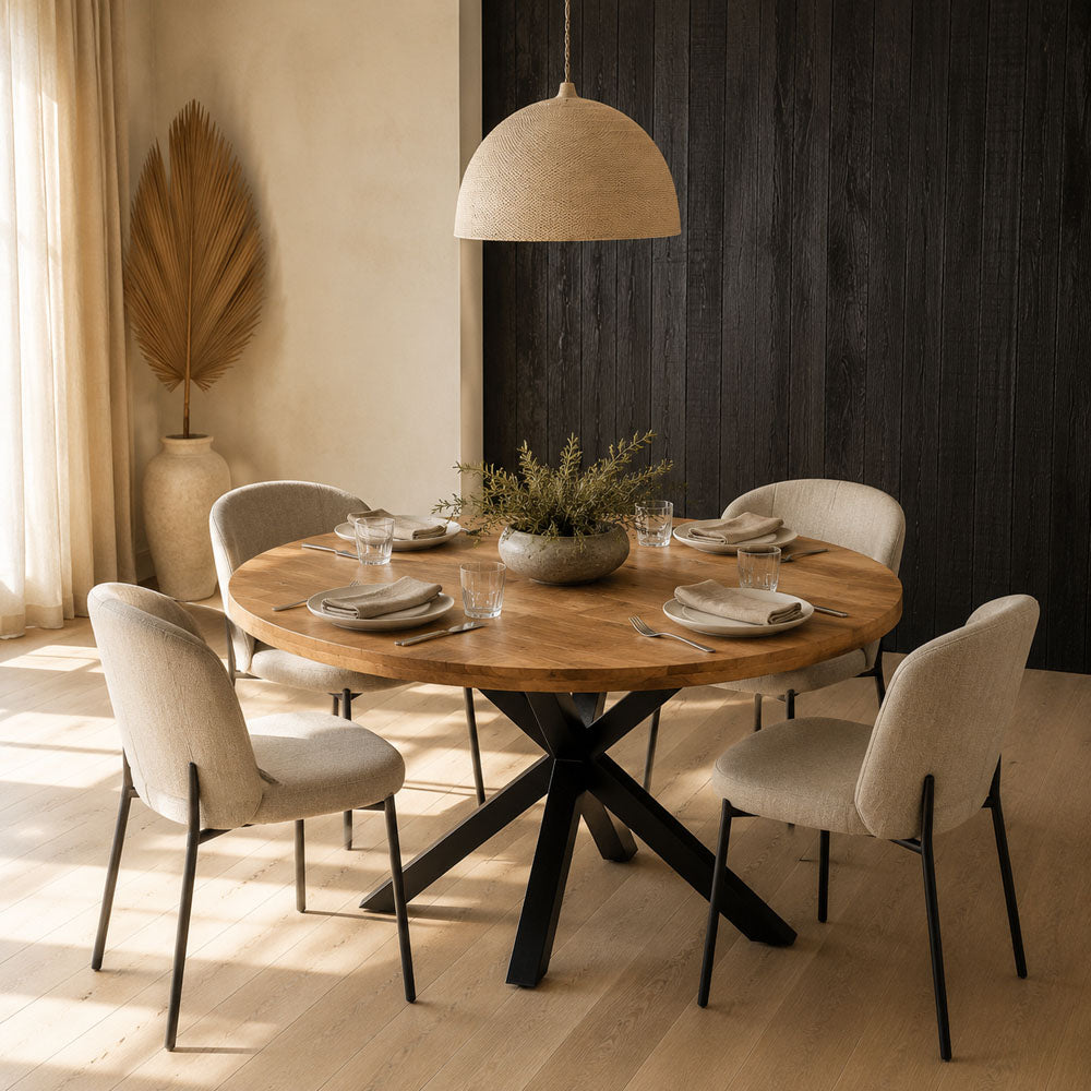 Harrison 4-Seater Industrial Mango Wood Dining Table with Iron X-Base